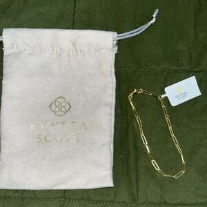 NWT Kendra Scott Courtney paperclip bracelet 6.5-8” adjustable , 14Kplate/brass